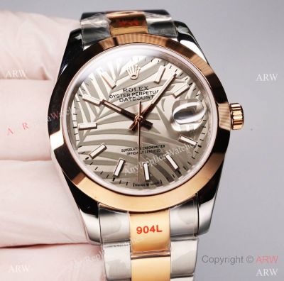 Swiss Quality Copy Rolex DateJust II 41 Citizen Gray Palm motif Half Rose Gold & Oystersteel